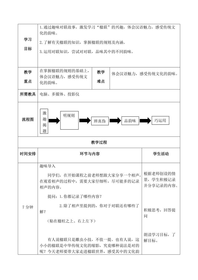 最新走进楹联世界感受文化韵味教学设计汇编.docx_第2页