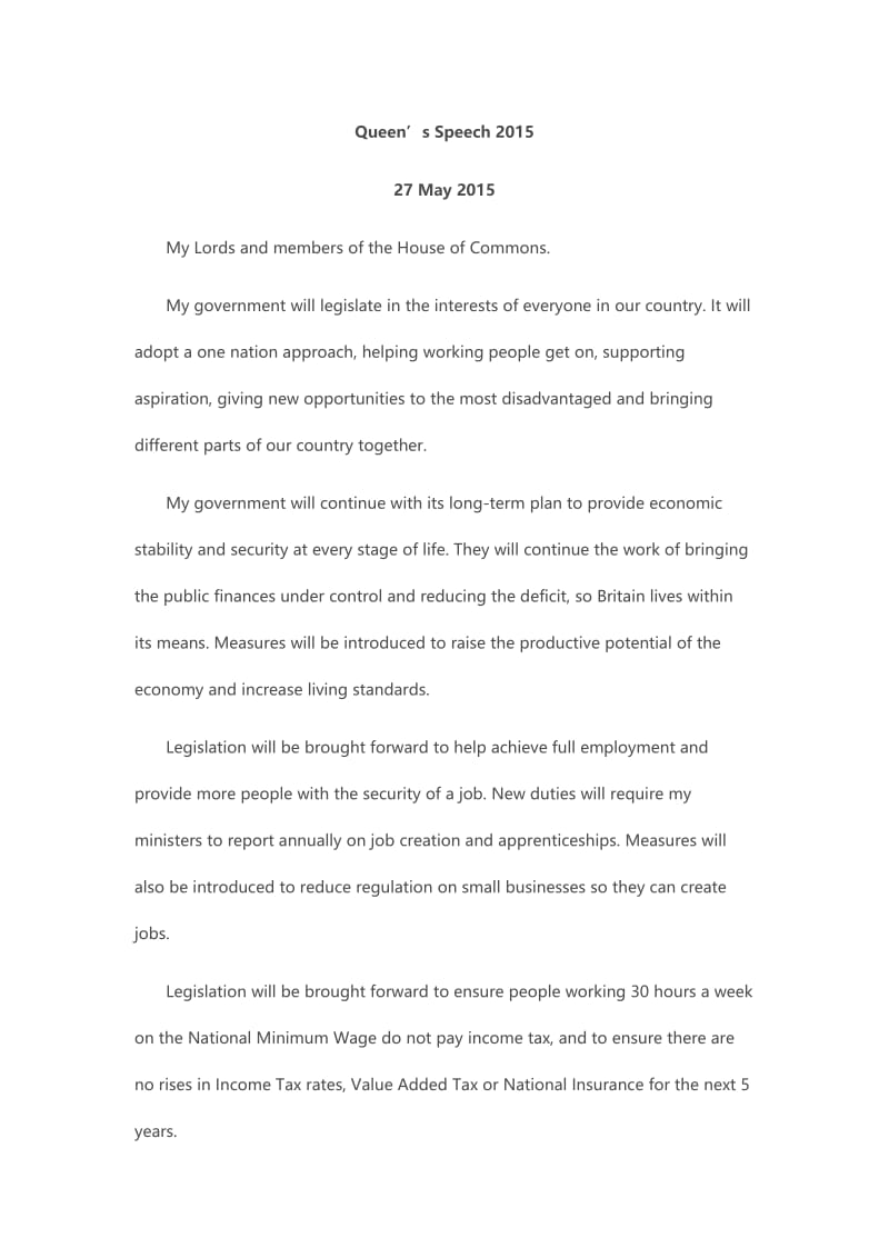 最新BritishQueenspeech（）汇编.docx_第1页