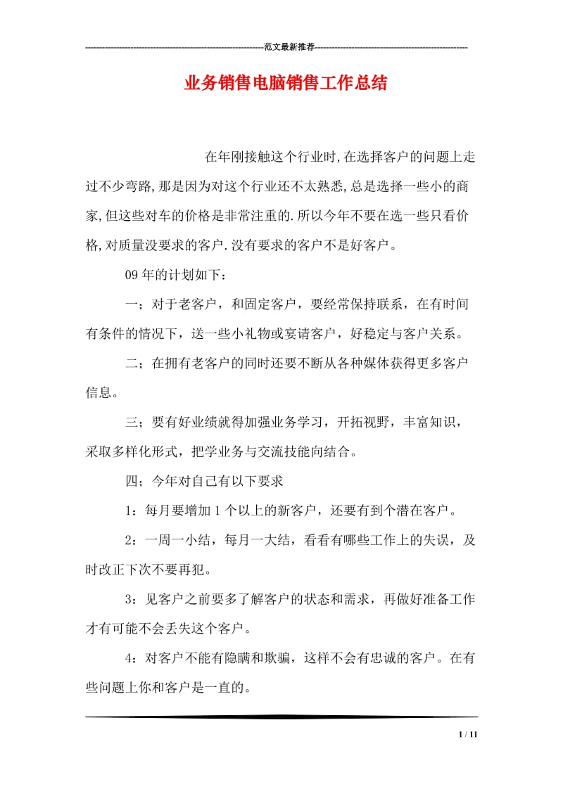 业务销售电脑销售工作总结.doc_第1页