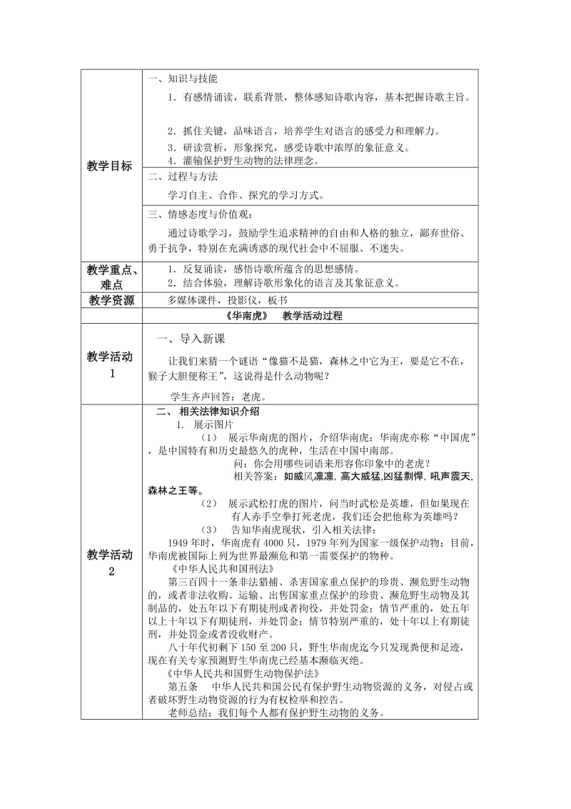 《华南虎》教学设计[精选文档].doc_第2页