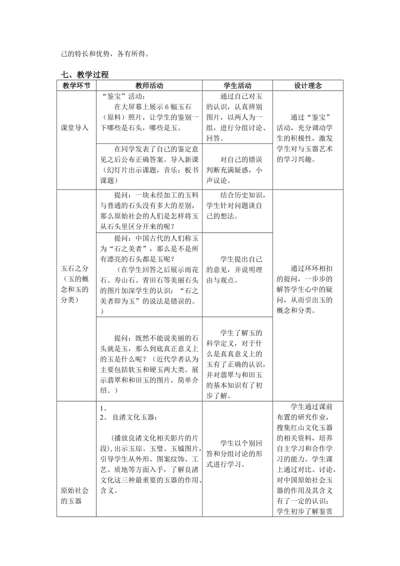 最新《玉石之分──中国古代玉器艺术》教学设计汇编.doc_第2页