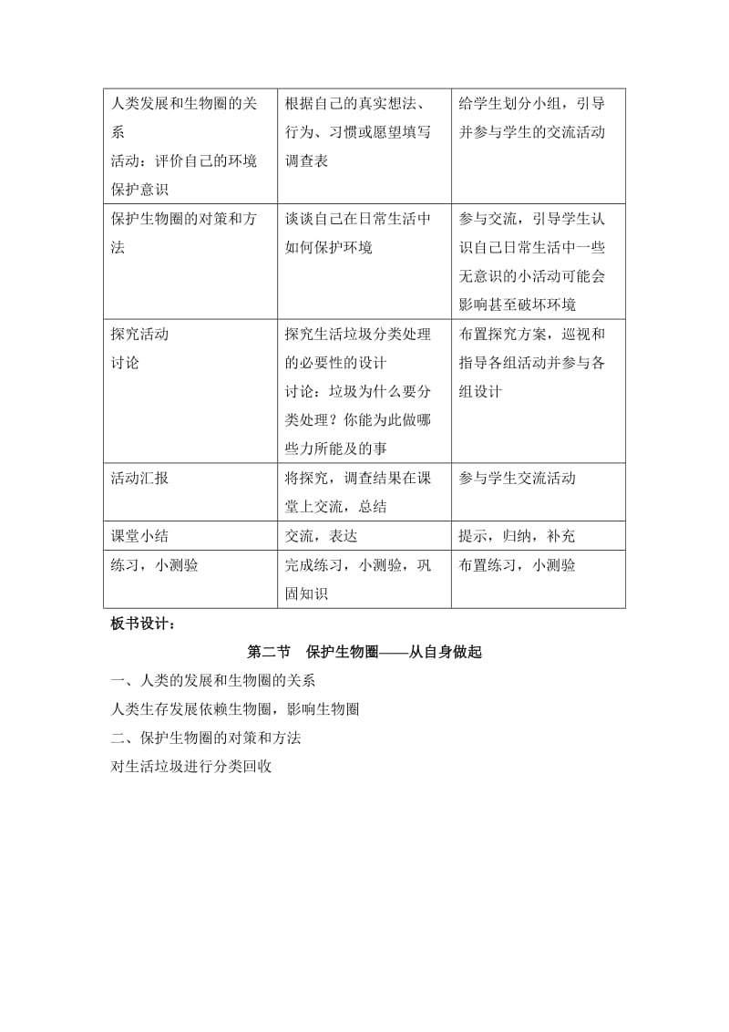 最新《保护生物圈——从自身做起》参考教案汇编.doc_第2页