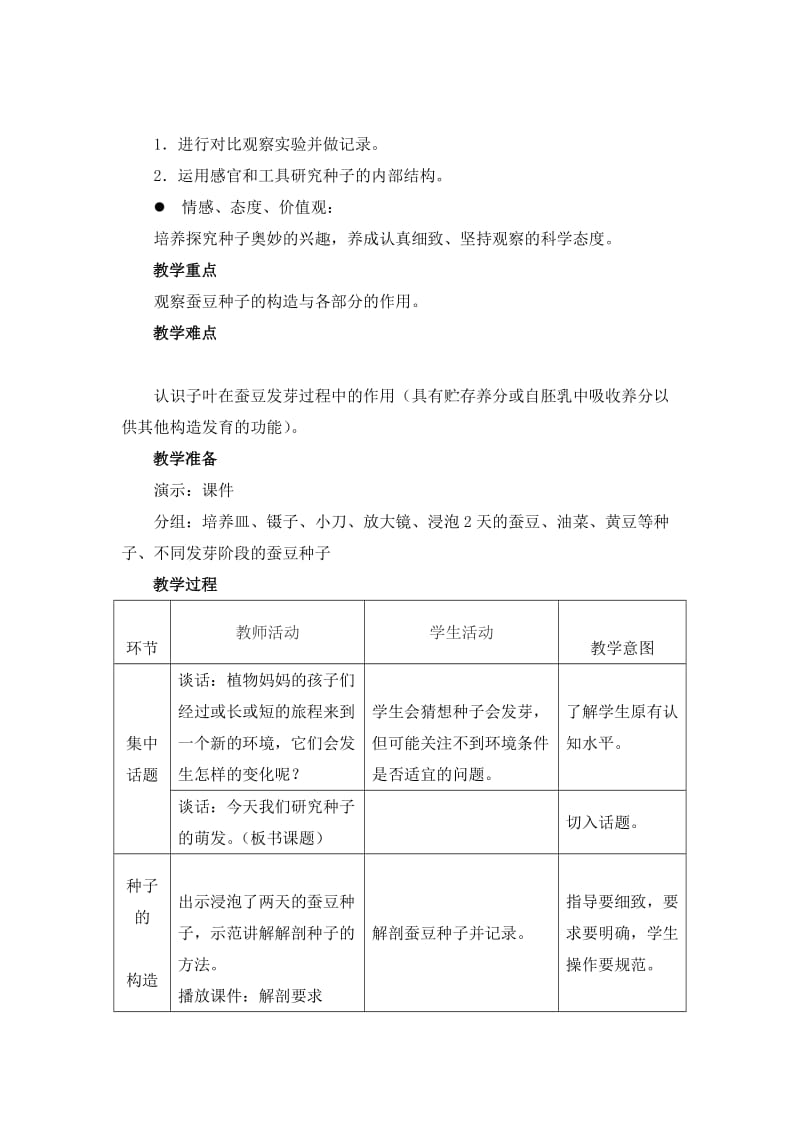 最新《种子的萌发》教学设计汇编.doc_第2页