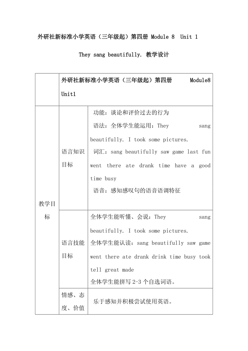 Module8Unit1They-sang-beautifully.-教学设计[精选文档].doc_第1页