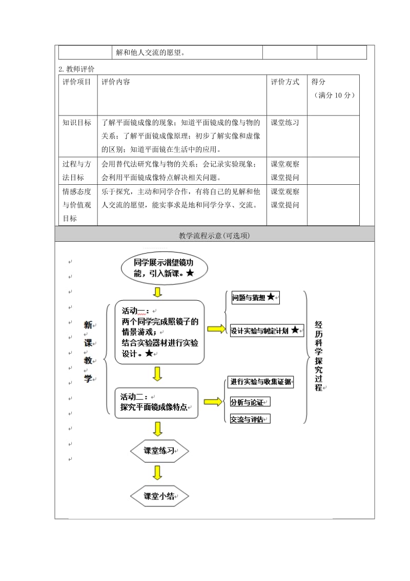 最新《学生实验：探究平面镜成像》教学设计汇编.doc_第3页