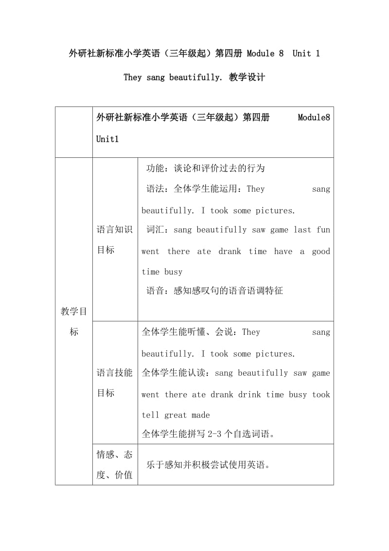 最新Module8Unit1They-sang-beautifully.-教学设计汇编.doc_第1页