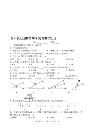 2006-2007七年级上学期期末复习测试(3)[精选文档].doc