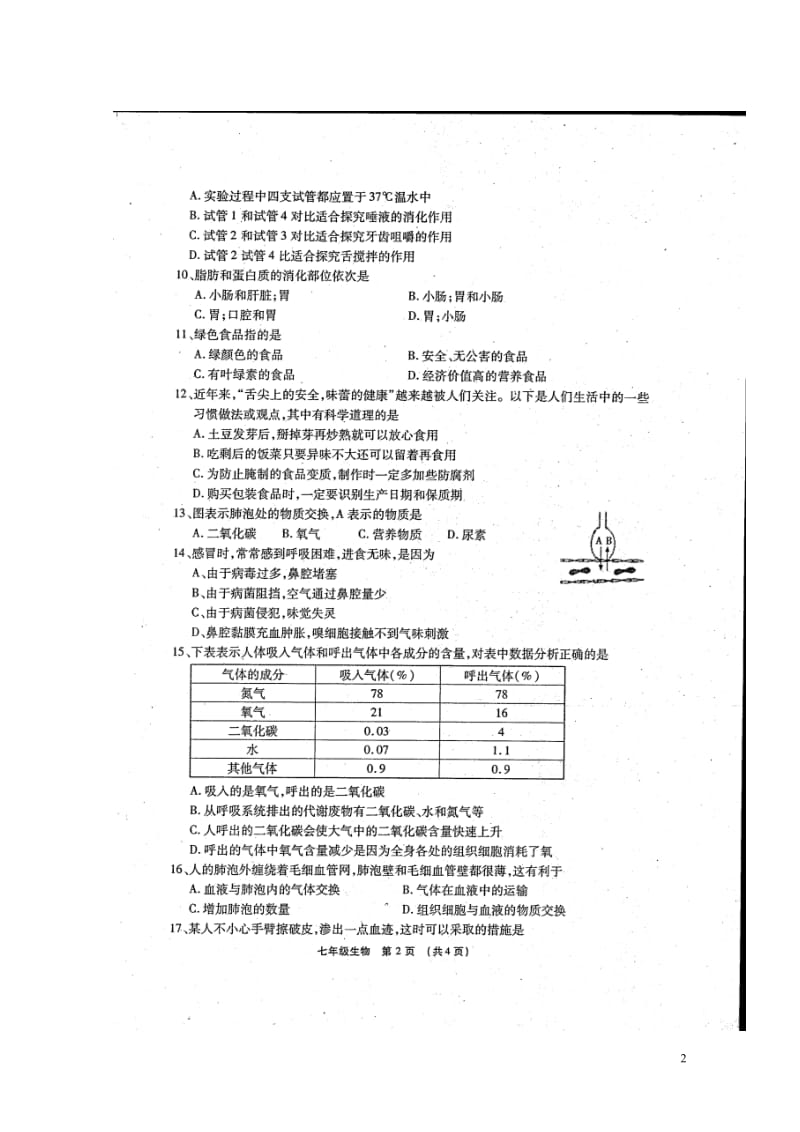 河南省长葛市第一初级中学2017_2018学年七年级生物下学期期中文化素质调研试题扫描版新人教版20.doc_第2页