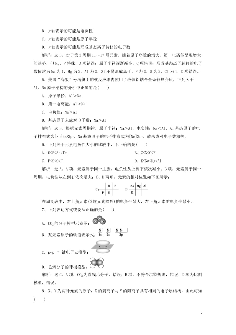 2019届高考化学总复习鸭部分物质结构与性质第一单元课后达标检测苏教版2018061523.doc_第2页