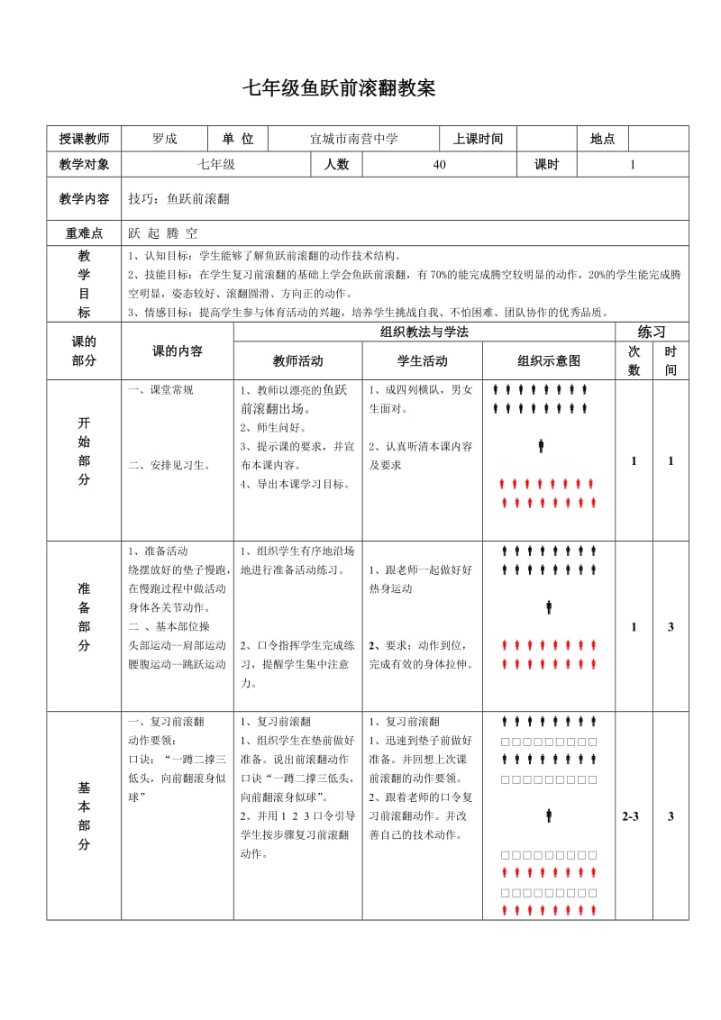 最新八年级鱼跃前滚翻教案汇编.doc_第2页