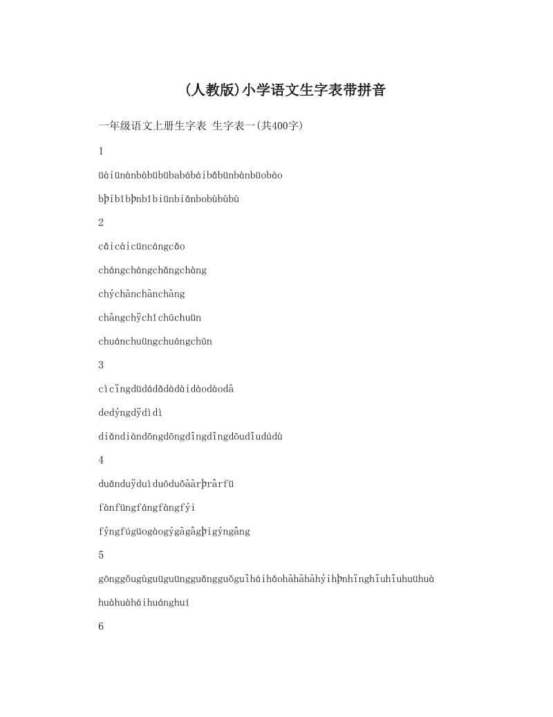 最新人教版小学语文生字表带拼音名师优秀教案.doc_第1页