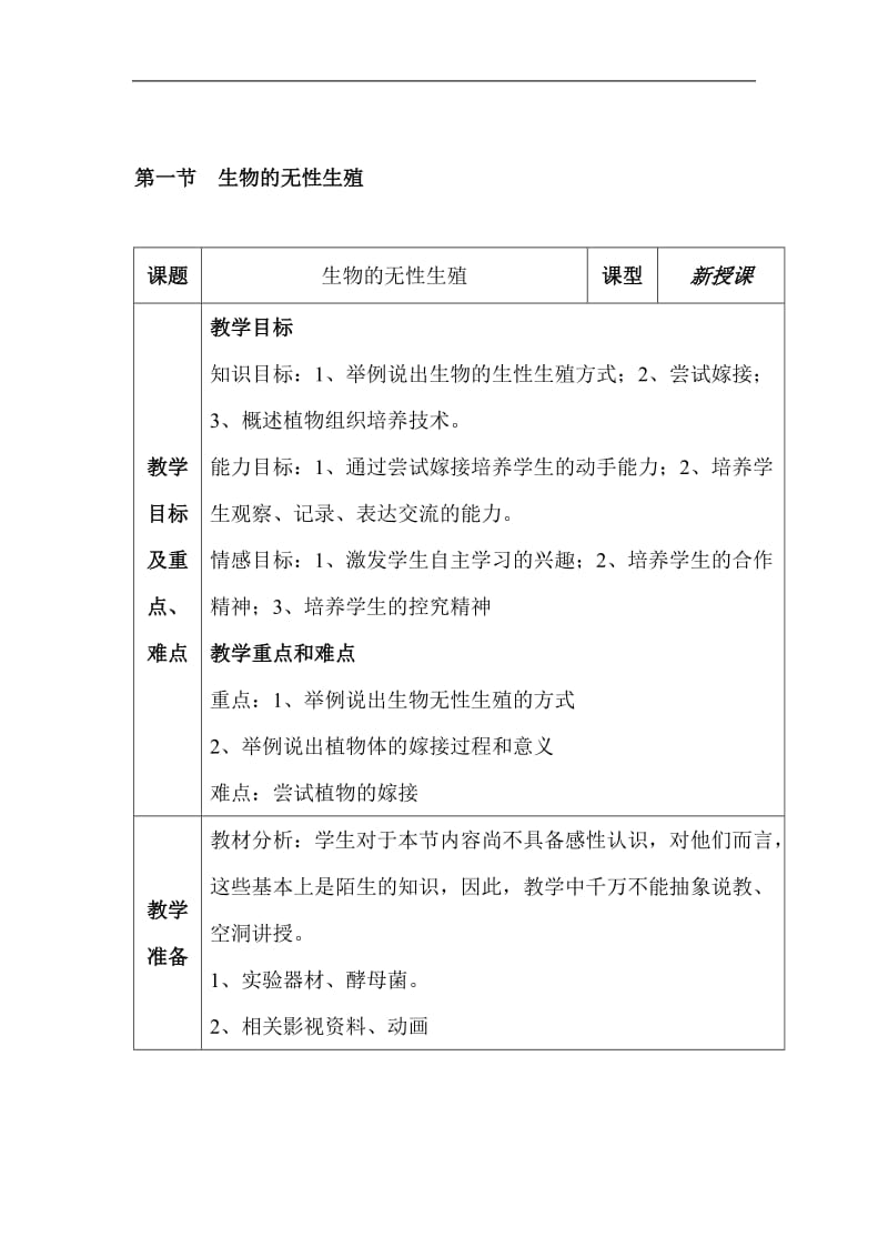 生物：21.1《生物的无性生殖》教学设计（苏教版八年级下）[精选文档].doc_第1页