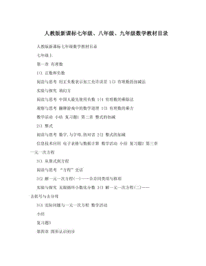 最新人教版新课标七年级、八年级、九年级数学教材目录名师优秀教案.doc