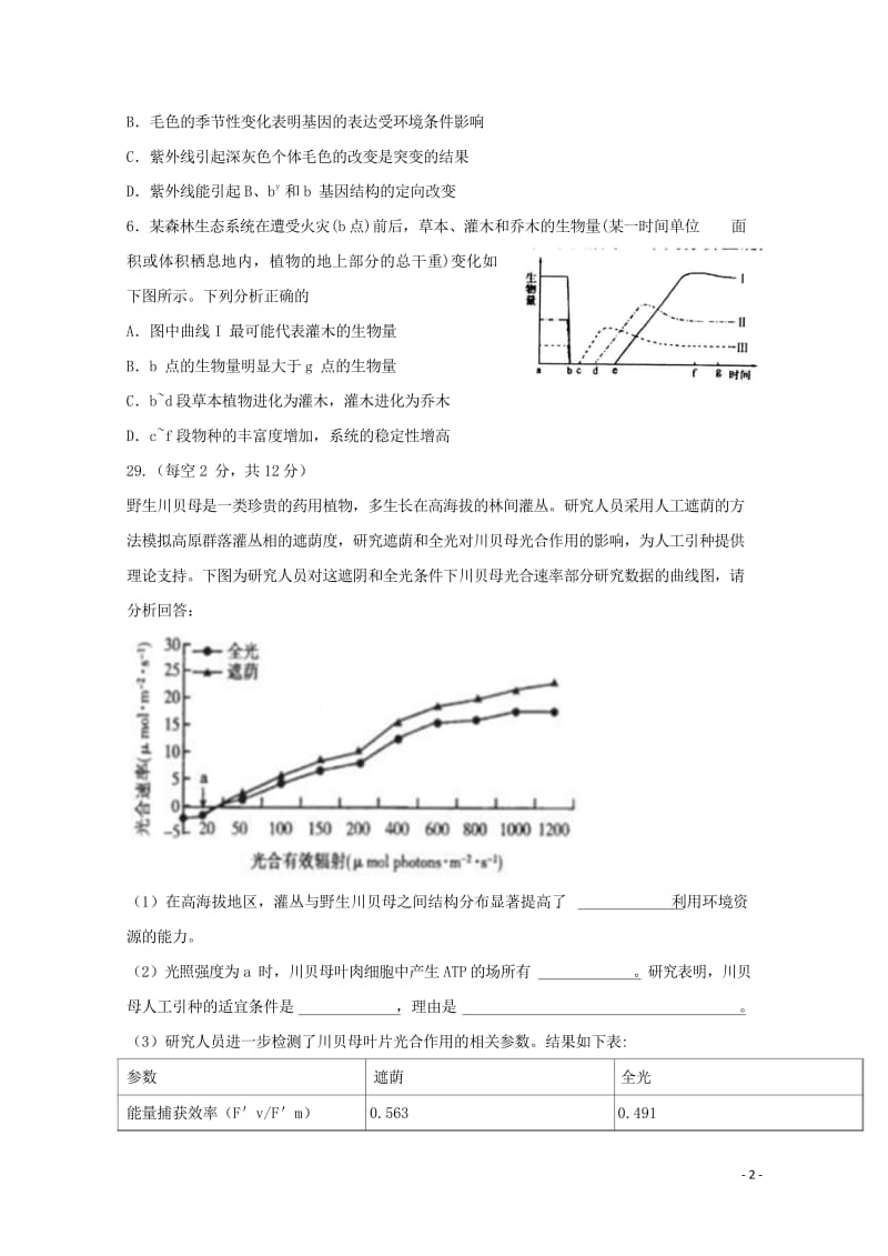 陕西省黄陵中学2018届高三生物6月模拟考试题重点班201806190149.wps_第2页