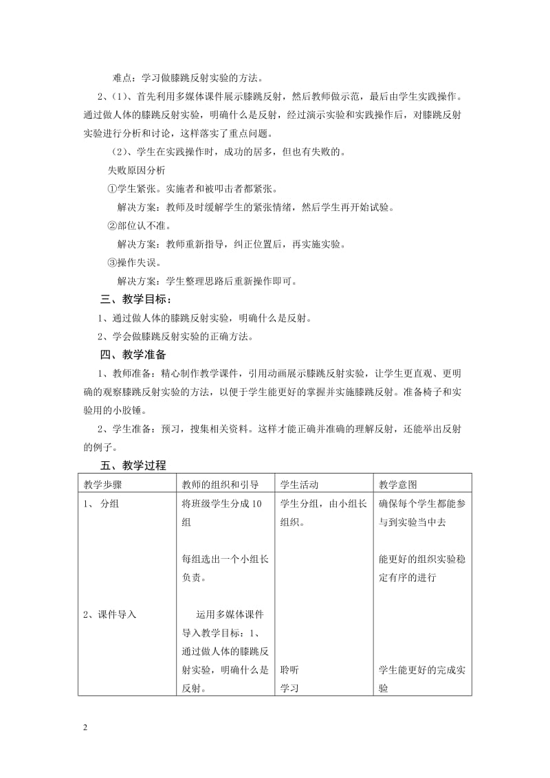 原创教学研究膝跳反射实验的教学案例[精选文档].doc_第2页