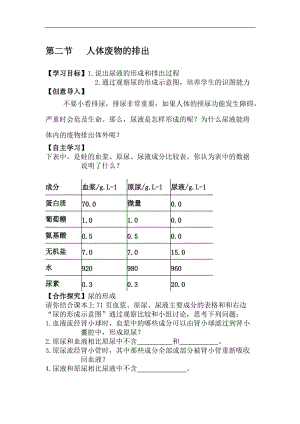 生物：11.2《人体废物的排出》导学案（苏教版七年级下）[精选文档].doc