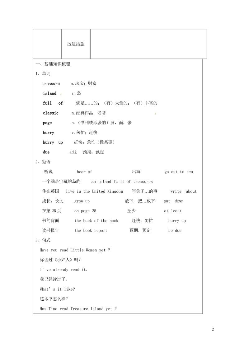 辽宁省鞍山市铁东区八年级英语下册Unit8HaveyoureadTreasureIslandyet教.wps_第2页