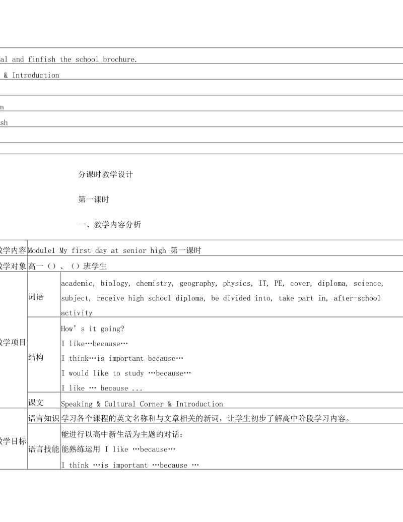 最新外研版高一英语Module1教案_详案名师优秀教案.doc_第2页