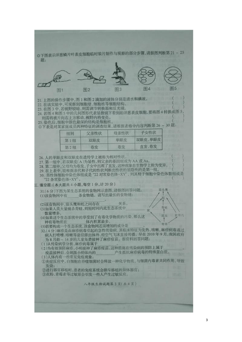 江苏省徐州市丰县2016_2017年八年级生物下学期期中试题扫描版苏教版20180607144.wps_第3页