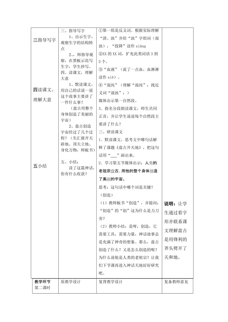 那吉屯二小《盘古开天地》教学设计表格[精选文档].doc_第3页