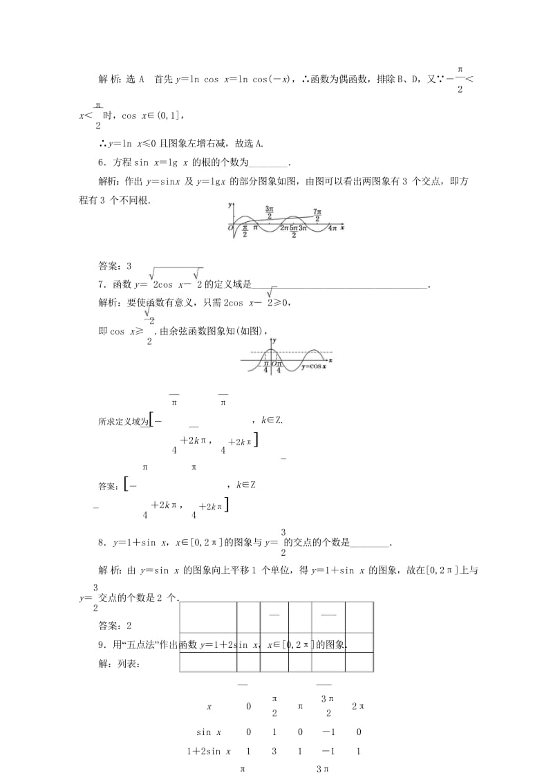 浙江专版2017_2018学年高中数学课时跟踪检测八正弦函数余弦函数的图象新人教A版必修420180.wps_第3页