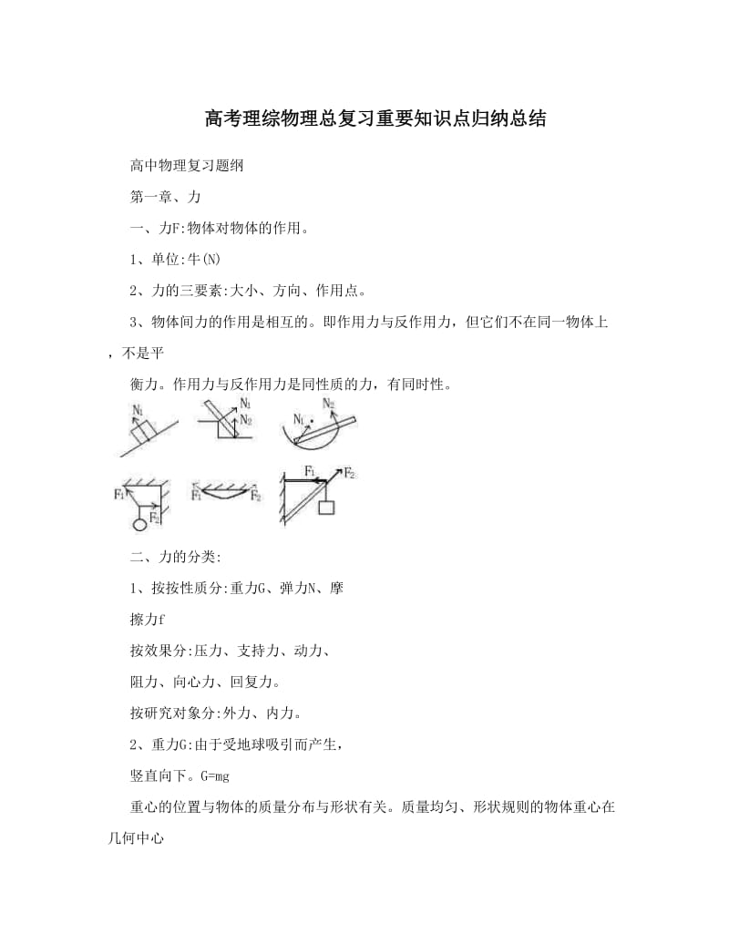 最新高考理综物理总复习重要知识点归纳总结优秀名师资料.doc_第1页