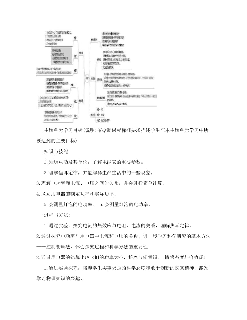 最新初中物理《电功率》单元教学设计以及思维导图优秀名师资料.doc_第2页