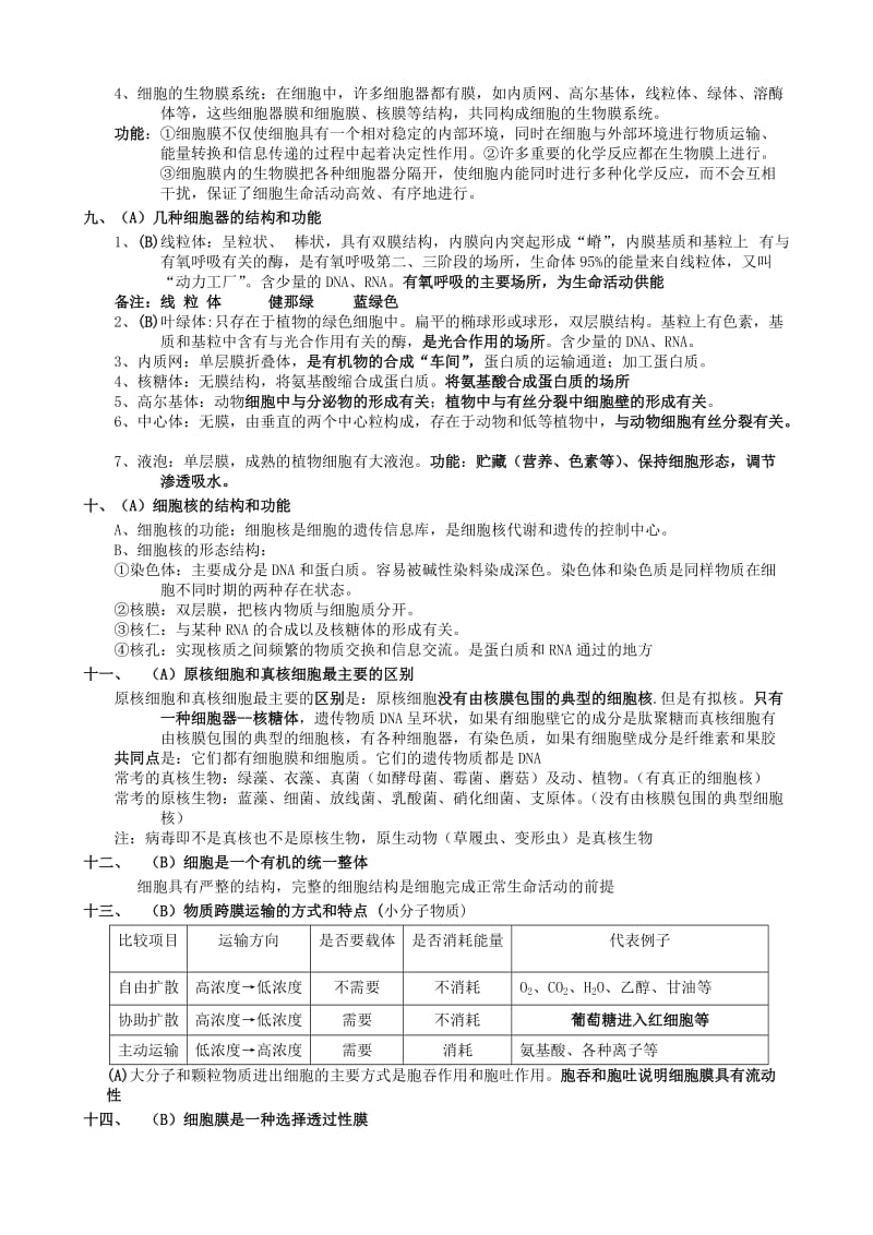 最新生物学科高中学业水平测试生物知识点归纳+必修1-3-（必修1）优秀名师资料.doc_第3页