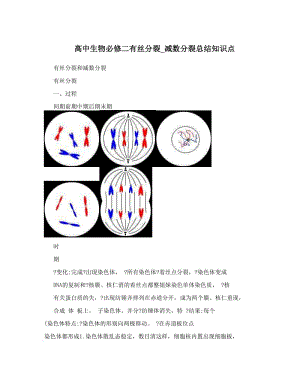 最新高中生物必修二有丝分裂_减数分裂总结知识点优秀名师资料.doc