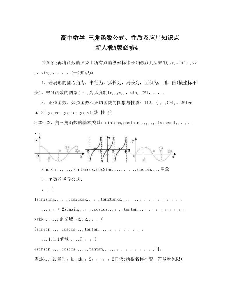 最新高中数学+三角函数公式、性质及应用知识点+新人教A版必修4优秀名师资料.doc_第1页