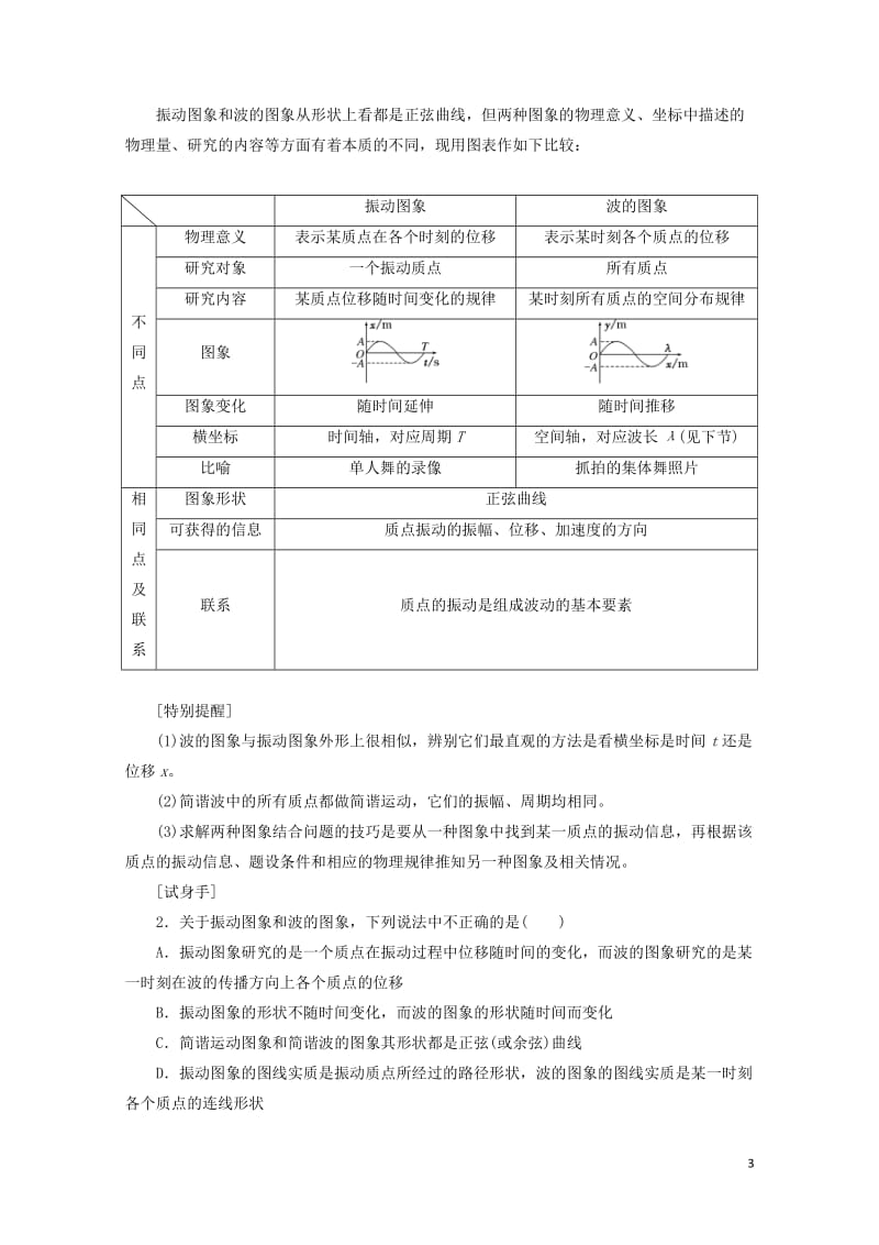浙江专版2018年高中物理第十二章机械波第2节波的图象学案新人教版选修3_420180529226.doc_第3页