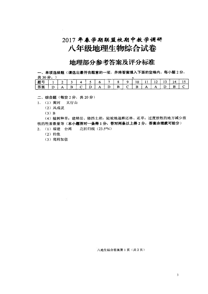 江苏省滨海县2016_2017学年八年级地理下学期期中试题扫描版新人教版20180530264.doc_第3页