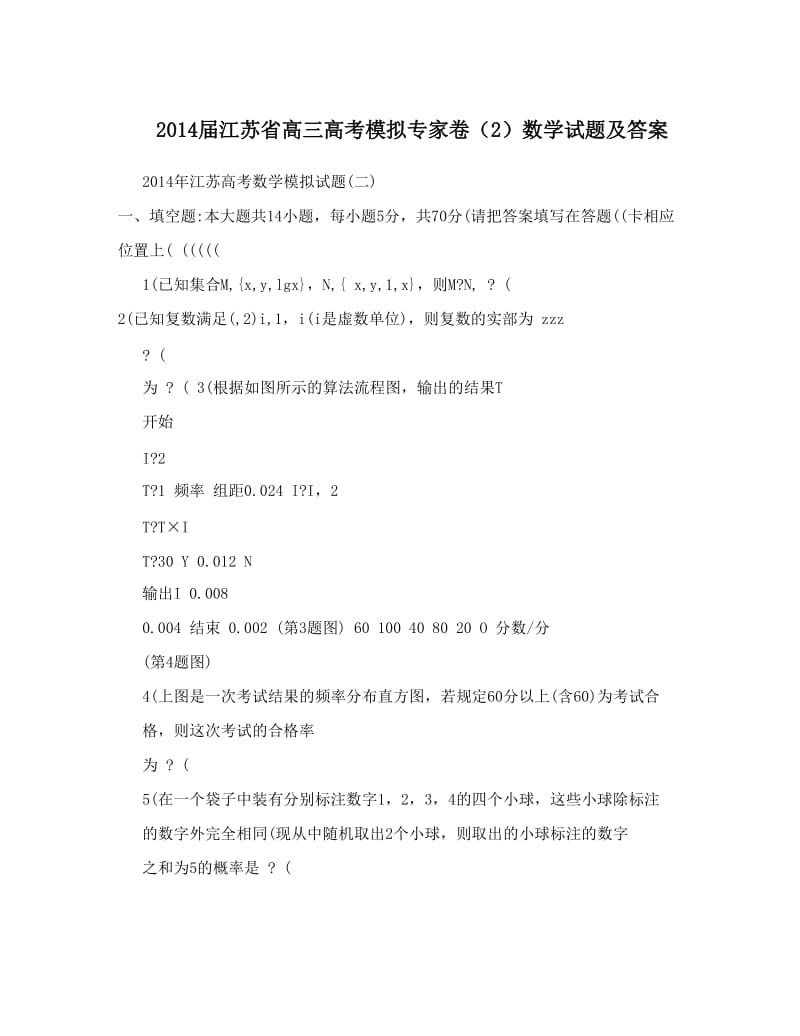 最新届江苏省高三高考模拟专家卷（2）数学试题及答案优秀名师资料.doc_第1页