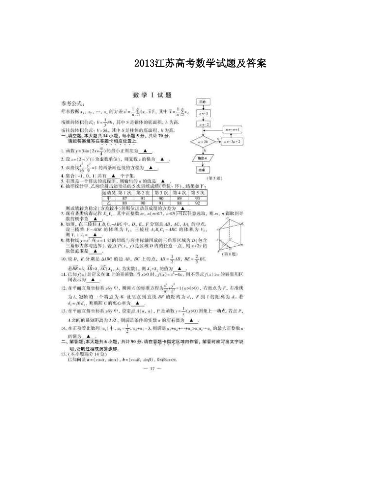 最新2013江苏高考数学试题及答案优秀名师资料.doc_第1页