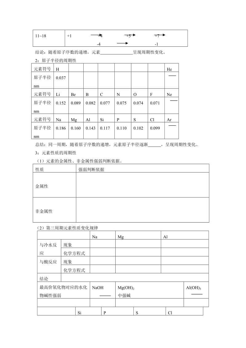 最新届高三化学一轮复习学桉：《元素周期表和元素周期律》优秀名师资料.doc_第3页