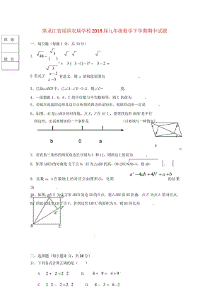 黑龙江省绥滨农场学校2018届九年级数学下学期期中试题无答案20180531153.wps