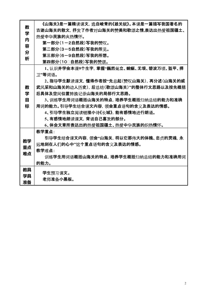 9、《山海关》教学设计-教学文档.doc_第2页