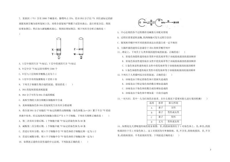 江西省抚州市临川实验学校2017_2018学年高二生物上学期第一次月考试卷201805310387.doc_第2页