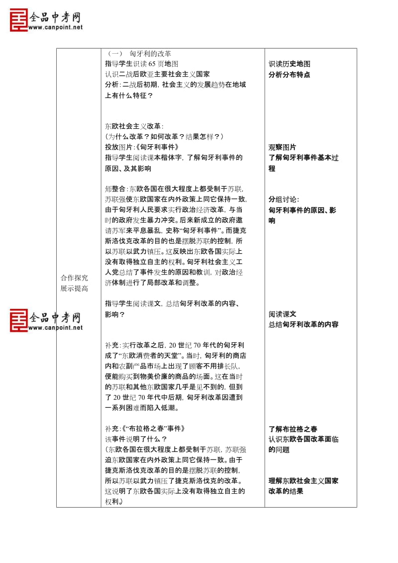 《东欧社会主义国家的改革与演变》教学设计-教学文档.doc_第2页