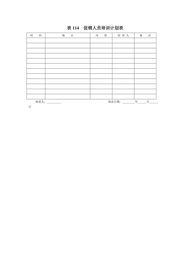 促销人员培训计划表.doc_第1页