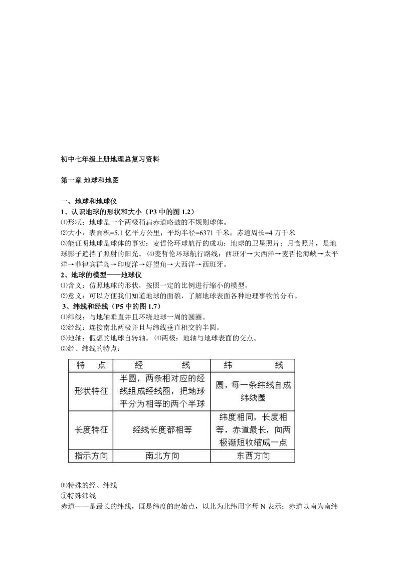 七年级上册地理总复习资料名师制作优质教学资料.doc_第1页