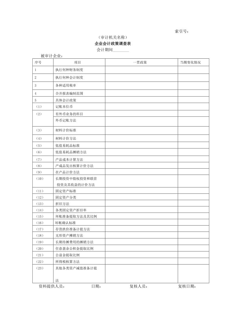 企业基本情况-企业会计政策调查表.doc_第1页