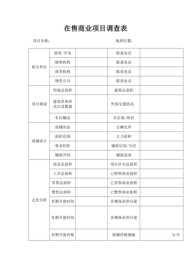 在售商业项目调查表.doc_第1页