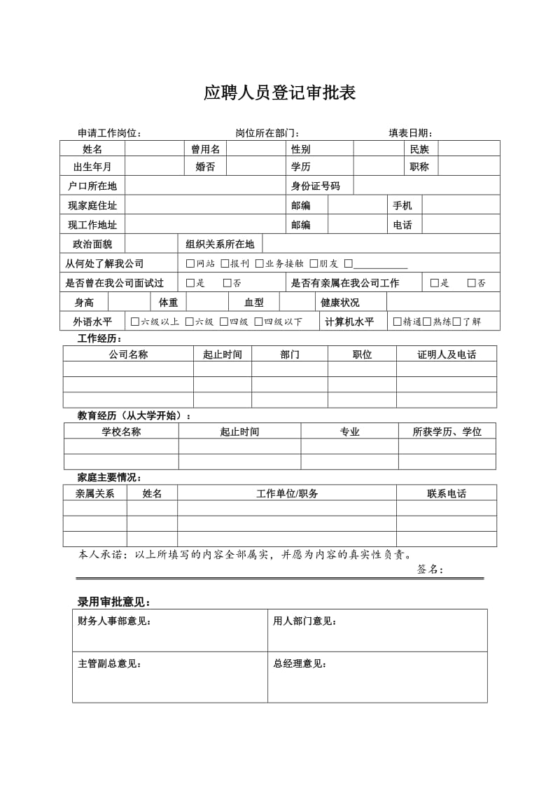 应聘人员登记审批表.doc_第1页