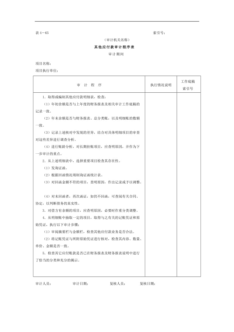 应付款-其他应付款审计程序表.doc_第1页