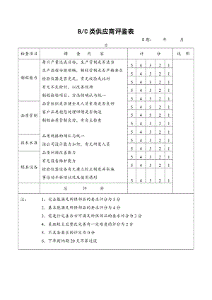 b／c类供应商评鉴表.doc