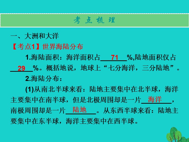 中考地理世界地理（上）第二章陆地和海洋复习课件.pptx_第1页