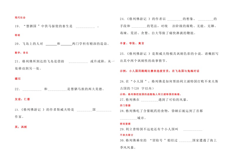 《格列佛游记》练习题及答案名师制作优质教学资料.doc_第3页