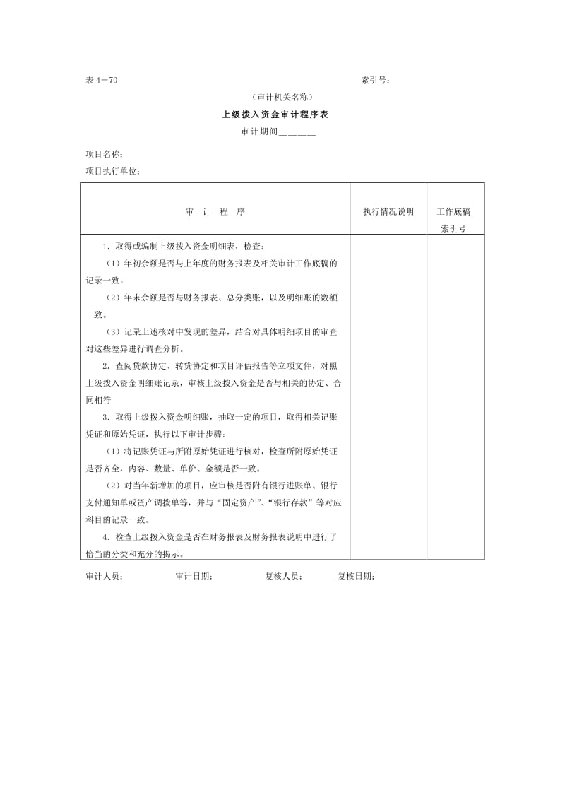 上级拨入资金-审计程序表.doc_第1页