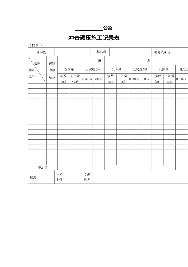 冲击碾压施工记录表.doc_第1页